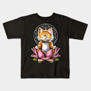 Cute Cat Meditation Kids T-Shirt